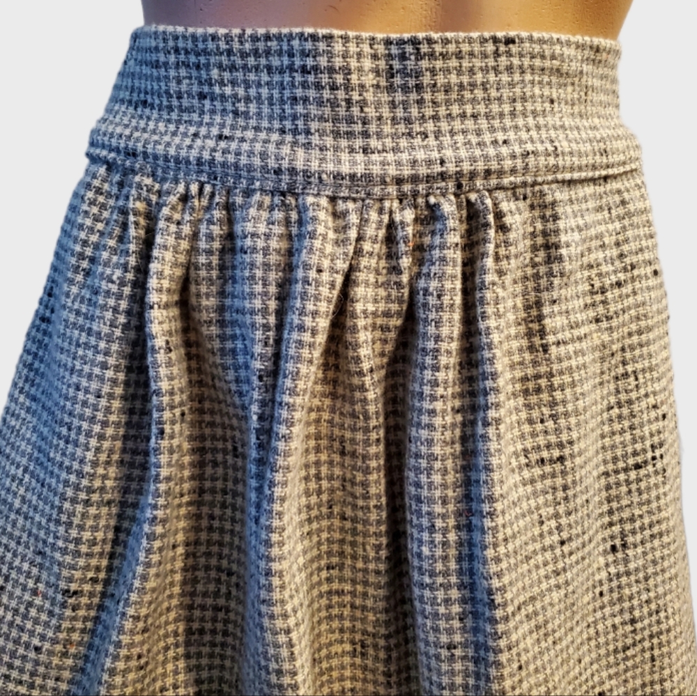Vintage Skirt Houndstooth Wool Grey XS 1970's - Picture 9 of 10